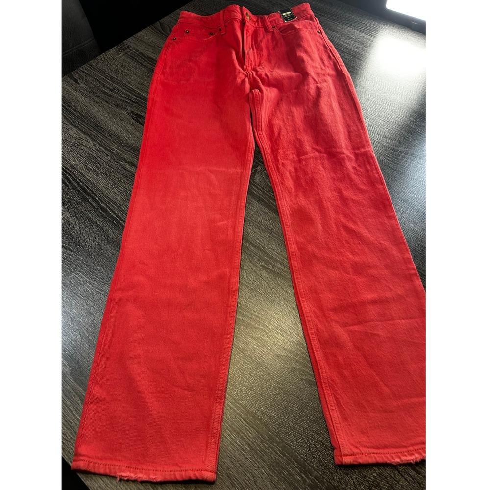 Abercrombie & Fitch Red High-Waisted Cropped Jeans